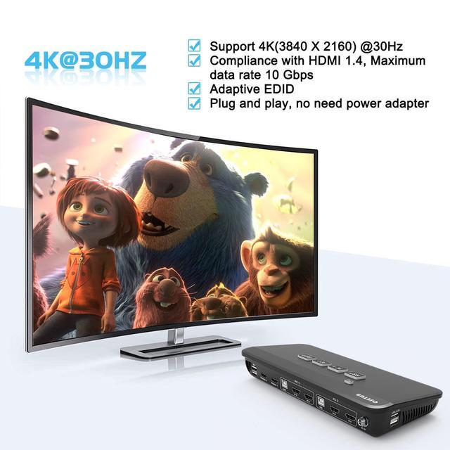 4x2 HDMI KVM Switch Dual Monitor KVM Switch Keyboard Video Mouse Peripheral Sharing Switch With 2 USB 2.0 Hub Supports Hotkey Switch For 2 PCs And 2 Monitors