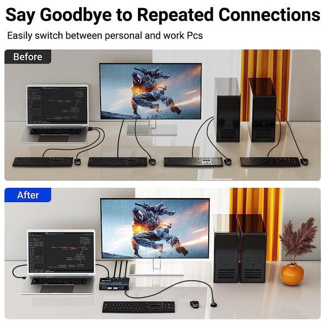 4x4 USB 3.0 Switch 4 Port USB Switch Selector For 4 Computers Sharing 4 USB Devices Keyboard Mouse Switch USB Switcher Compatible With Mac/Windows/Linux Wired Remote And 4 USB 3.0 Cable Included