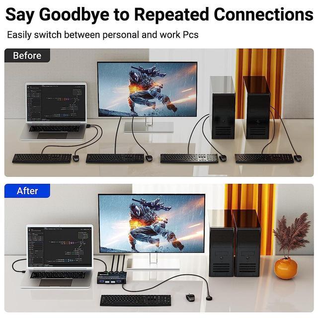 4x4 USB 3.0 Switch 4 Port USB Switch Selector For 4 Computers Sharing 4 USB Devices Keyboard Mouse Switch USB Switcher Compatible With Mac/Windows/Linux Wired Remote And 4 USB 3.0 Cable Included