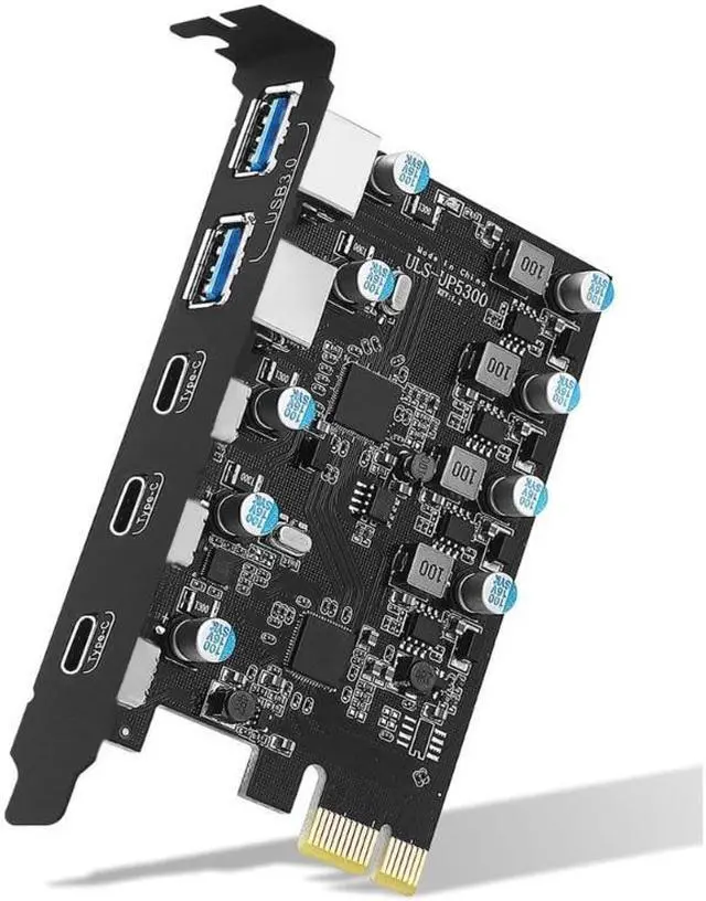 5-Port PCIe to USB 3.0 Card with 5Gbps Bandwidth 5 Ports (2 USB-A 3 Type-C) Converter PCIE Splitter Adapter Card