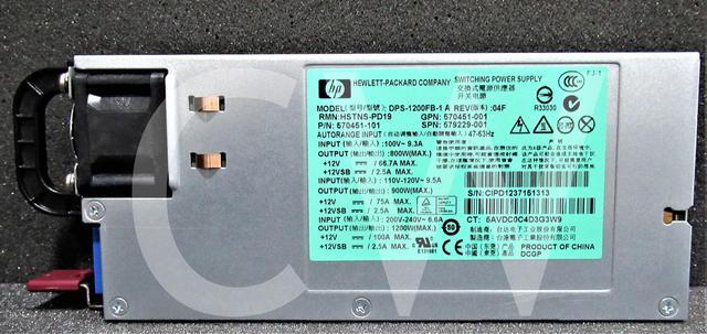 578322-B21 579229-001 570451-001 HP 1200W HE AC Switching POWER SUPPLY