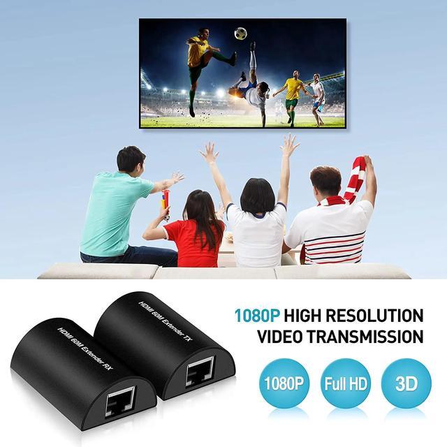 60m HDMI Extender Full HD 1080P HDMI Ethernet Extender Over Single Cat 5e/6/7 Cable Audio Video Extension For PC Laptop Ps5 HDTV