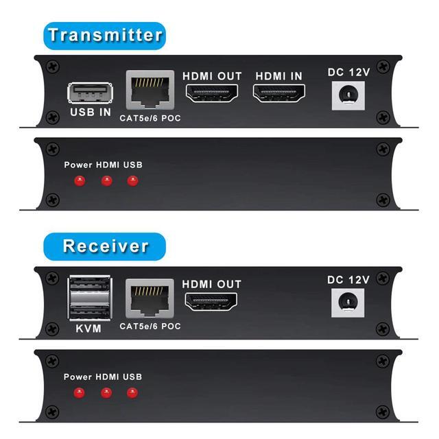 60M HDMI KVM Extender Over Cat5e Cat6 1080P HDMI USB KVM Extender Transmit With Loop Out Support USB Keyboard Mouse Extension