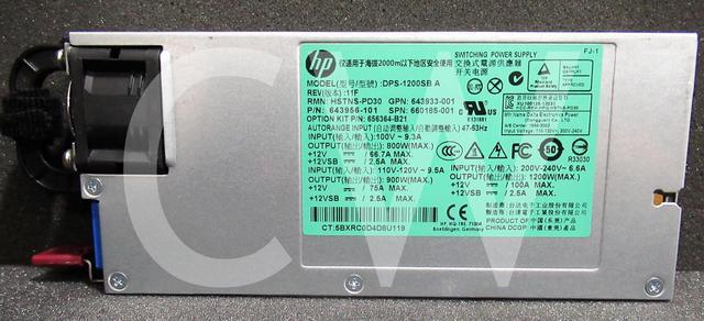 660185-001 643956-101 656364-B21 HP 1200-Watts PLATINUM PLUS POWER SUPPLY GEN8