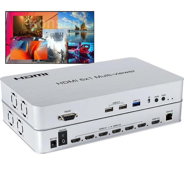 6x1 HDMI KVM Multi Viewer 6 In 1 Out Video Multi Viewer With KVM Switcher Support USB Mouse Keyboard With PIP Zoom In Out Rotate