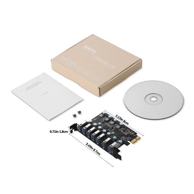 7-Port PCI-E To USB3.0 Expansion Card 7x USB-A PCI-Express USB Add In Card For Desktop PC Host Card Suport UASP