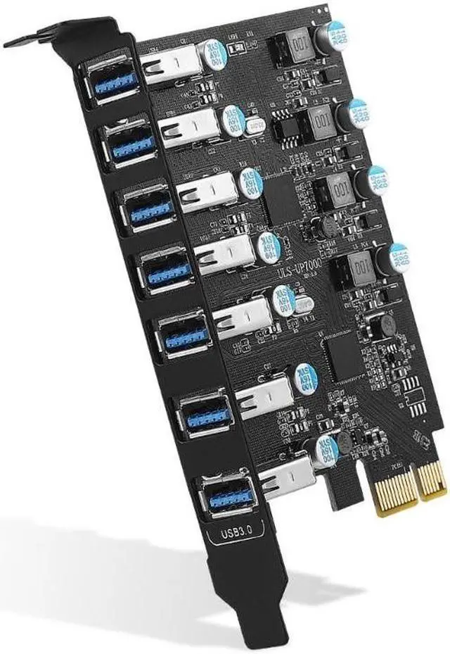 7-Port PCI-E to USB3.0 Expansion Card 7x USB-A PCI-Express USB Add in Card for Desktop PC Host Card Suport UASP