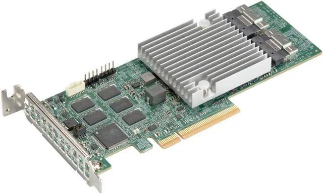 8 internal SAS3 ports Supports up to 16 physical devices w/ expander 1x SlimSAS x8 black (100-Ohm) connector