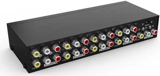 8 Port AV Splitter 1 In 8 Out RCA Video Audio Splitter 1x4 1x8 Box 8 Way CVBS RCA Video Audio Distributor Splitter Not Switch(with US Plug)(Splitter 1x8)