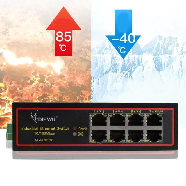 8-port Industrial Lan Switch Loop Alarm Din Rail Type 100M Ethernet Dropship