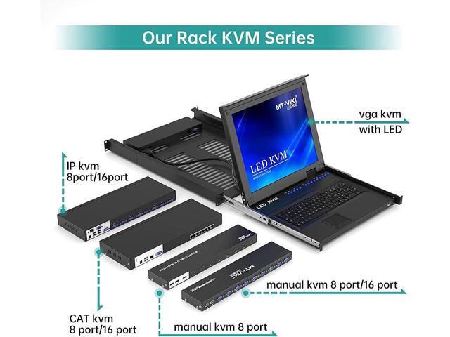 8 Port KVM Switch HDMI MT-VIKI 4K 30Hz Rack Mount KVM HDMI Switch W/IR Remote & Wire-Desktop Controller & 8 HDMI KVM Cables