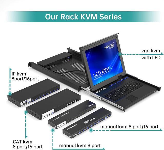 8 Port KVM Switch HDMI MT-VIKI 4K 30Hz Rack Mount KVM HDMI Switch W/IR Remote & Wire-Desktop Controller & 8 HDMI KVM Cables