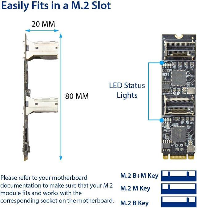 8 Port Non-RAID SATA III 6Gbp/s To M.2 B+M Key Adapter PCI-e 3.0 X2 Bandwith