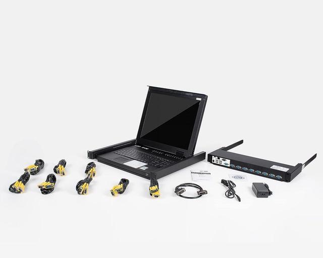 8 Port Rack Mount KVM Over IP Remote Access IP KVM Console W/17'' LCD Monitor 1 Local & 1 Remote Access Included 8 KVM Cables