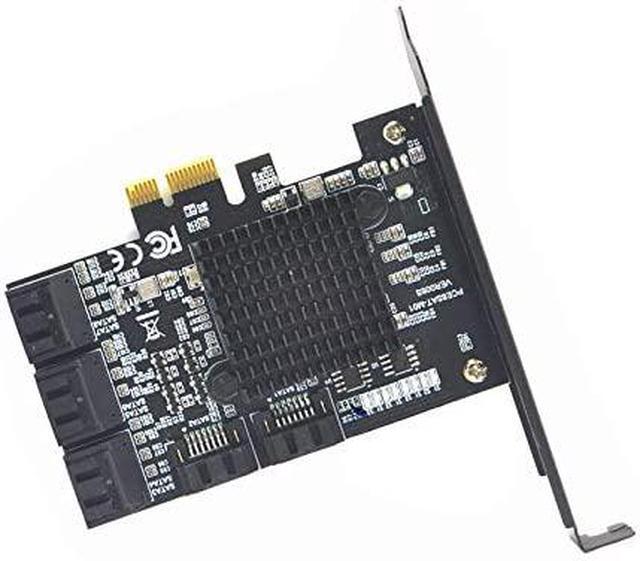 8 Ports SATA 3.0 To PCIe Expansion Card Adapter Converter With 6 SATA Cables Low Profile Bracket Boot As System Disk For Marvell 88SE9215 Chip With Heat Sink HDD (6*Black Straight Cable)