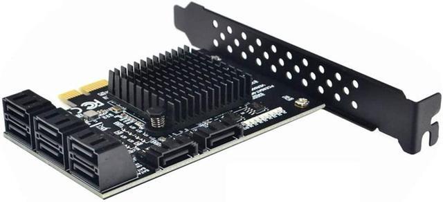 8 Ports SATA 3.0 To PCIe Expansion Card Adapter Converter With 6 SATA Cables Low Profile Bracket Boot As System Disk For Marvell 88SE9215 Chip With Heat Sink HDD (Only Card)