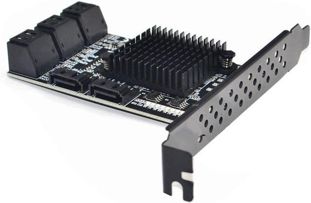 8 Ports SATA 3.0 To PCIe Expansion Card Adapter Converter With 6 SATA Cables Low Profile Bracket Boot As System Disk For Marvell 88SE9215 Chip With Heat Sink HDD (Only Card)