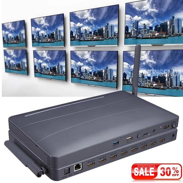 8 Way HDMI Media Video Player 4K HDMI Multi Media TF USB Flash Drive Player Android Multi Media Box For TV Stores Presentation(With AU Plug)
