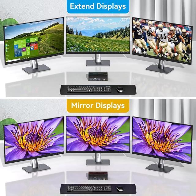 8K 2DP+HDMI KVM Switch 3 Monitors 2 Computers Support 8K 60Hz 4K 120Hz Displayport HDMI KVM Switcher PC Display Share 3 Monitors And 4 USB 3.0 Support Copy And Extend Mode