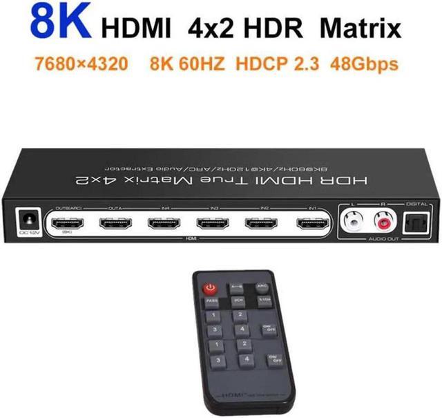 8K 60Hz HDR UHD HDMI 2.1 Matrix HDR 4K 120Hz HDMI True Matrix 4x2 48Gbps ARC 8K 60Hz Splitter Switcher Switch 4 In 2 Out HDMI2.1 Audio Extractor