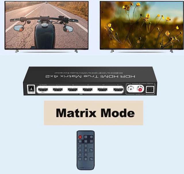 8K 60Hz HDR UHD HDMI 2.1 Matrix HDR 4K 120Hz HDMI True Matrix 4x2 48Gbps ARC 8K 60Hz Splitter Switcher Switch 4 In 2 Out HDMI2.1 Audio Extractor