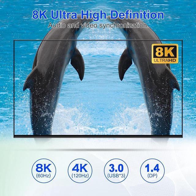 8K 60Hz USB 3.0 DisplayPort KVM Switch 3 Monitors 4 Computers 4K 144Hz Triple Monitor DP1.4 KVM Switch For 4 Computer With Audio And 3 USB 3.0 Ports KVM Triple Monitor Keyboard Mouse Switcher