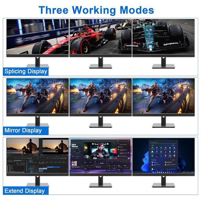 8K 60Hz USB 3.0 Displayport KVM Switch 3 Monitors 4 Computer DP1.4 Triple Monitor KVM Switch With Audio Microphone Output And 3 USB 3.0 Port KVM Triple Monitor Keyboard Mouse Switcher For 4PCs
