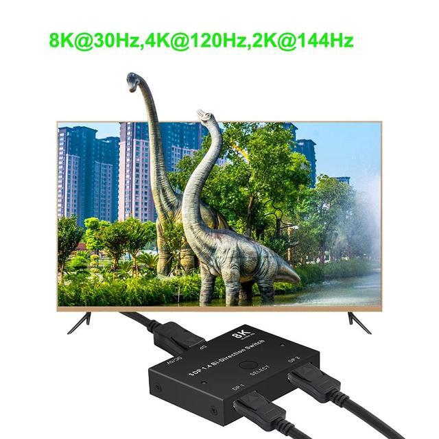8K Displayport 1.4 Switch Displayport Bi-direction DP Splitter Switcher Displayport 2X1 1X2 KVM Adapter G-sync 8K 30Hz 4K 120Hz