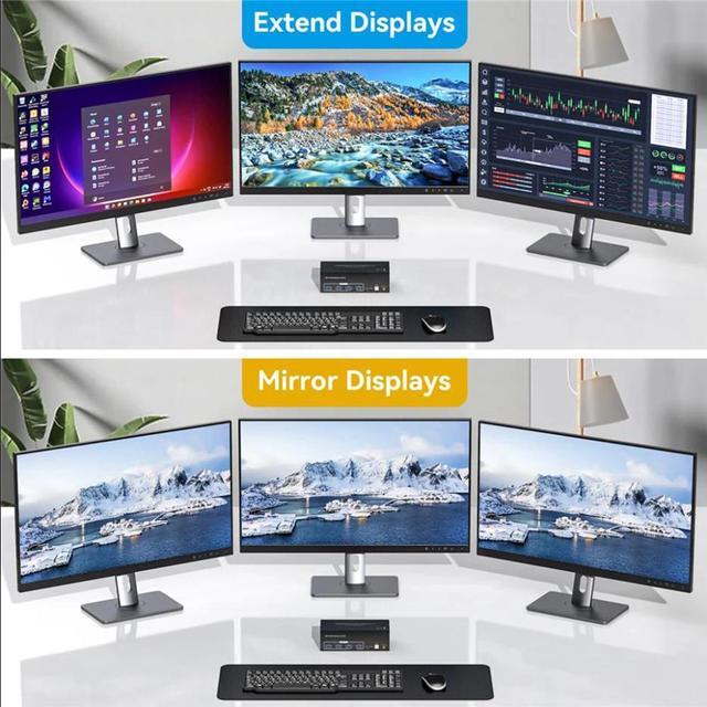 8K Displayport USB 3.0 KVM Switch 3 Monitors 2 Computers DP1.4 Triple Monitor Displayport KVM Switch With 4 USB 3.0 Ports 8K 60Hz 4K 144Hz DP KVM Triple Monitor Keyboard Mouse Switcher