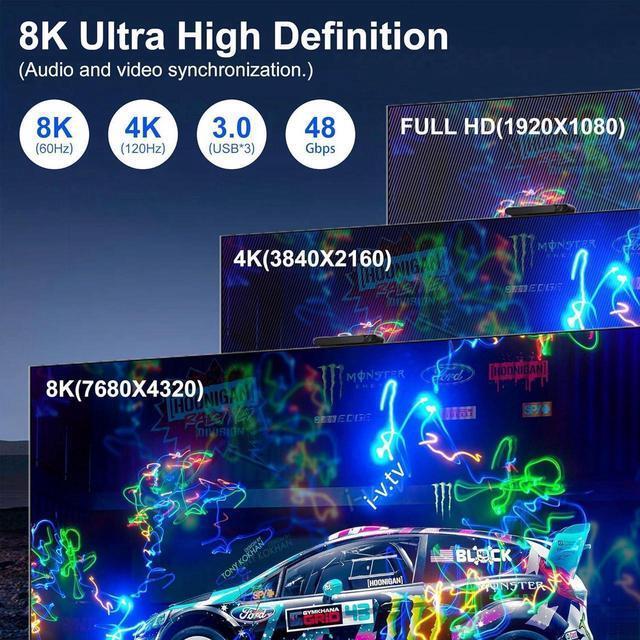 8K Dual Monitor KVM Switch 4 Computer 2 Monitors HDMI KVM Switches With 3 USB 3.0 Ports Remote And Power Adapter Support Copy And Extend Mode Compatible With Windows/Vista/XP/Mac OS/Linu