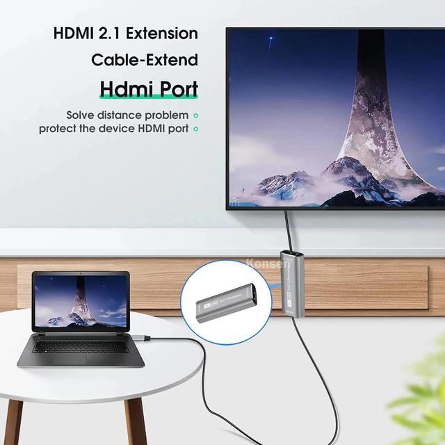 8K HDMI Repeater Extender 30M HDMI 2.1 Signal Booster Amplifier HDMI Female To Female Connector 8K 60HZ Video Extender Converter(Grey)
