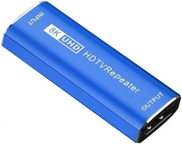 8K HDMI Repeater Extender 30M HDMI 2.1 Signal Booster Amplifier HDMI Female to Female Connector 8K 60HZ Video Extender Converter(Blue)