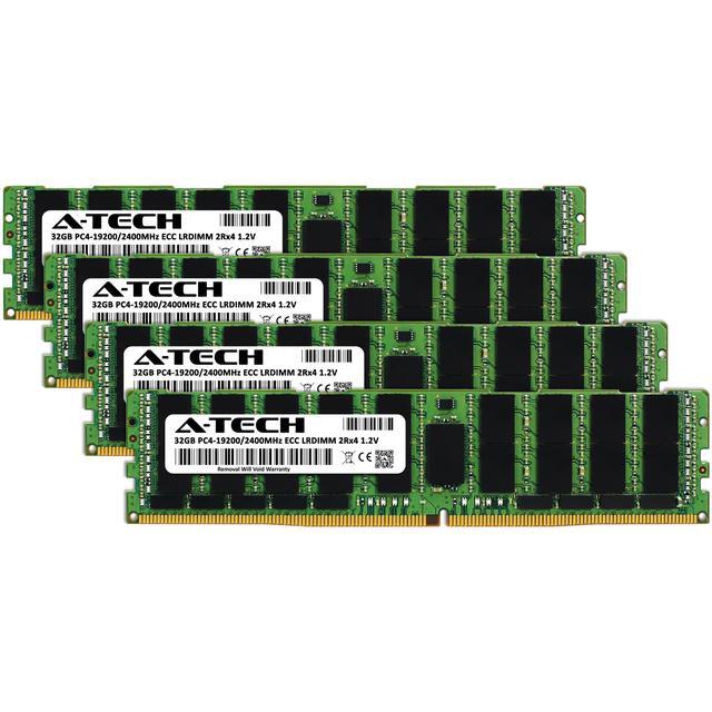 A-Tech 128GB (4x32GB) 2Rx4 PC4-19200L DDR4 2400 MHz ECC LRDIMM Load Reduced DIMM 288-Pin 2DRx4 Dual Rank X4 Server RAM Memory Upgrade Kit