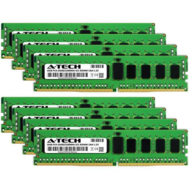 A-Tech 128GB (8x16GB) 1Rx4 PC4-25600R DDR4 3200 MHz ECC RDIMM Registered DIMM 288-Pin Single Rank X4 Server & Workstation RAM Memory Upgrade Kit