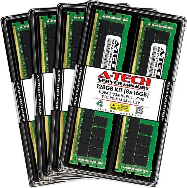 A-Tech 128GB (8x16GB) 2Rx4 PC4-17000R DDR4 2133 MHz ECC RDIMM Registered DIMM 288-Pin Dual Rank x4 Server & Workstation RAM Memory Upgrade Kit