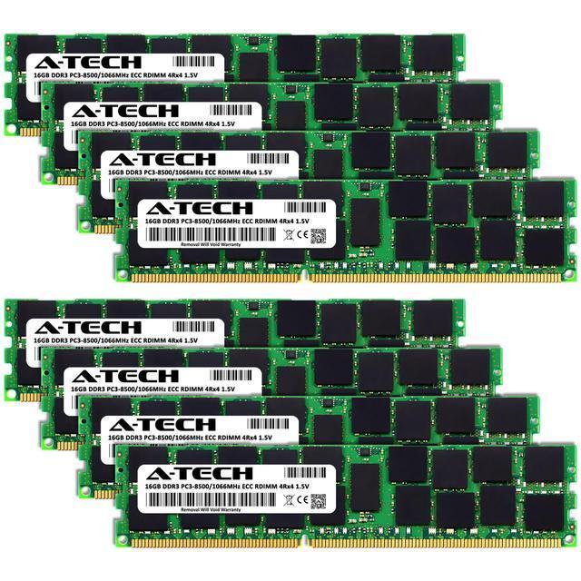 A-Tech 128GB (8x16GB) 4Rx4 PC3-8500R DDR3 1066 MHz ECC RDIMM 1.5V Registered DIMM 240-Pin Quad Rank X4 Server & Workstation RAM Memory Upgrade Kit
