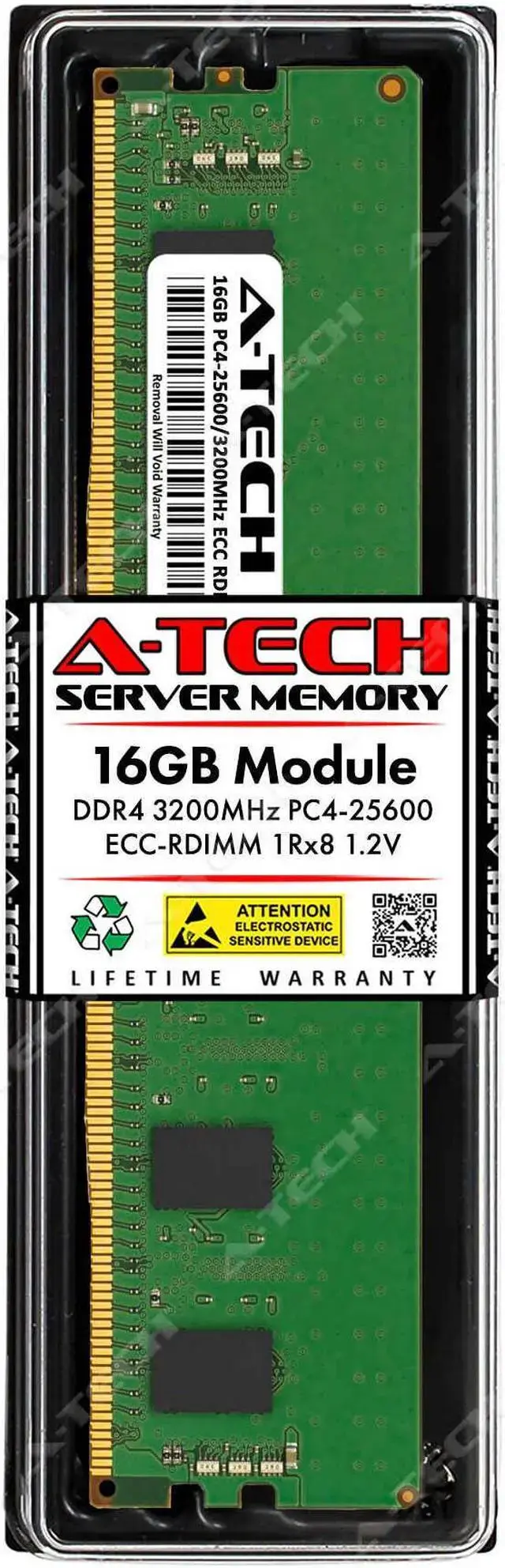 A-Tech 16GB 1Rx8 PC4-25600R DDR4 3200 MHz ECC RDIMM Registered DIMM 288-Pin Single Rank x8 Server & Workstation RAM Memory Upgrade Module