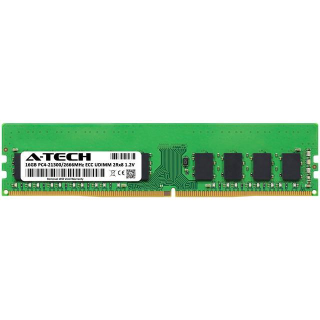 A-Tech 16GB 2Rx8 PC4-21300 DDR4 2666 ECC UDIMM Unbuffered DIMM 288-Pin Dual Rank X8 Server RAM Memory Module