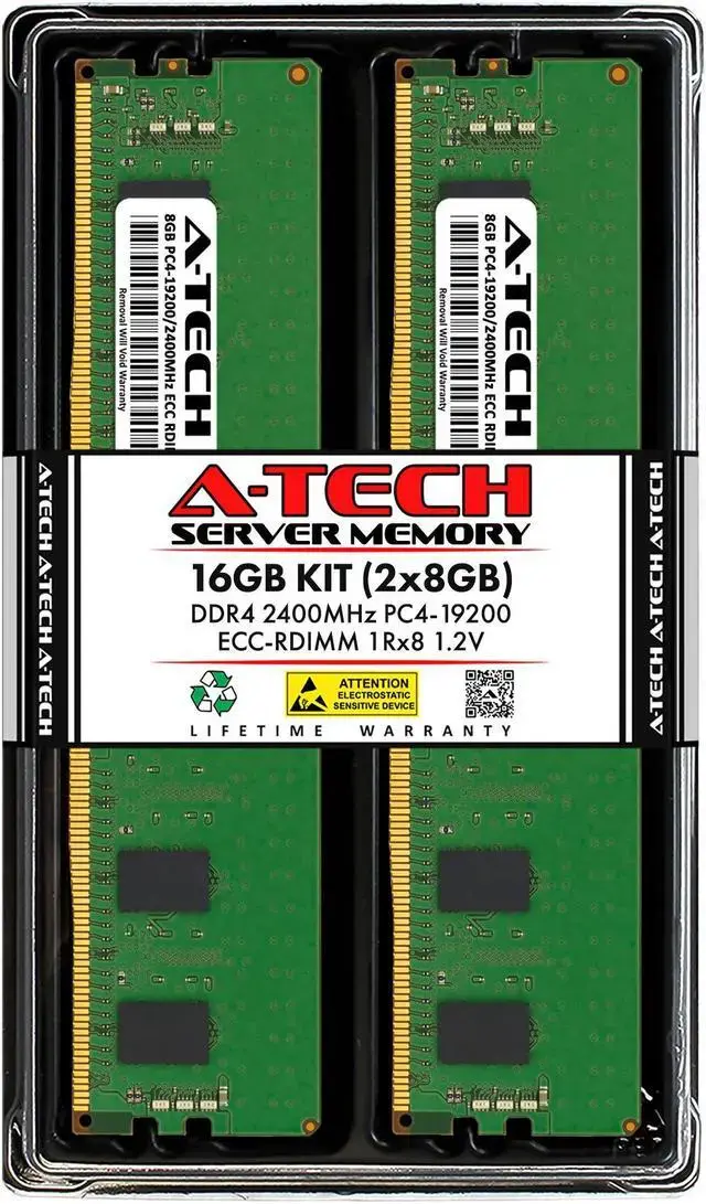 A-Tech 16GB (2x8GB) 1Rx8 PC4-19200R DDR4 2400 MHz ECC RDIMM Registered DIMM 288-Pin Single Rank x8 Server & Workstation RAM Memory Upgrade Kit