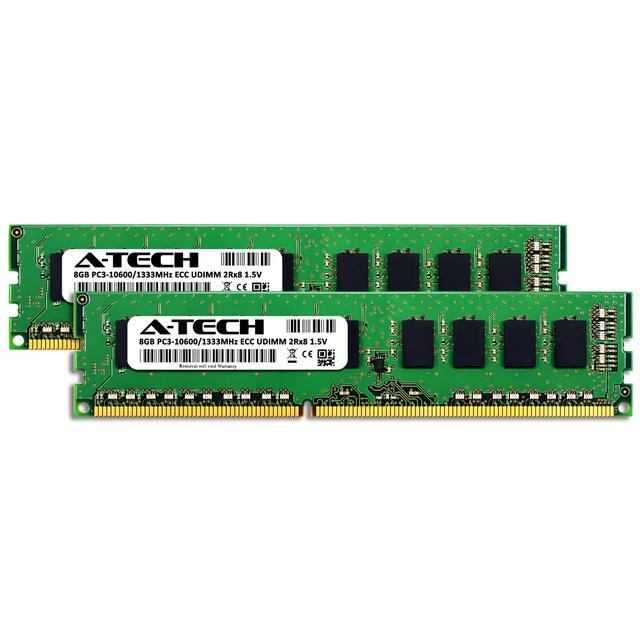 A-Tech 16GB (2x8GB) 2Rx8 PC3-10600E DDR3 1333 MHz ECC UDIMM 1.5V ECC Unbuffered DIMM 240-Pin Dual Rank X8 Server & Workstation RAM Memory Upgrade Kit