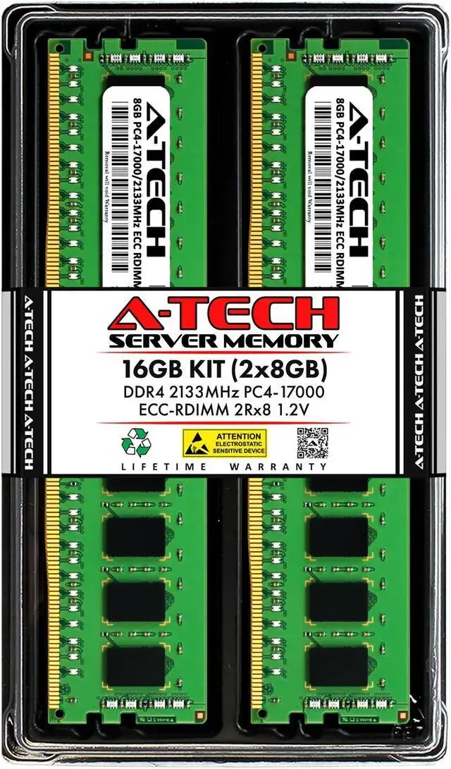 A-Tech 16GB (2x8GB) 2Rx8 PC4-17000R DDR4 2133 MHz ECC RDIMM Registered DIMM 288-Pin Dual Rank x8 Server & Workstation RAM Memory Upgrade Kit