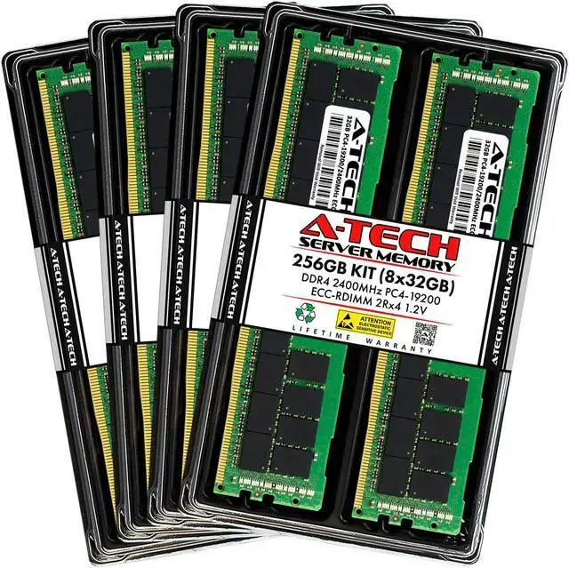 A-Tech 256GB (8x32GB) 2Rx4 PC4-19200R DDR4 2400 MHz ECC RDIMM Registered DIMM 288-Pin Dual Rank x4 Server & Workstation RAM Memory Upgrade Kit