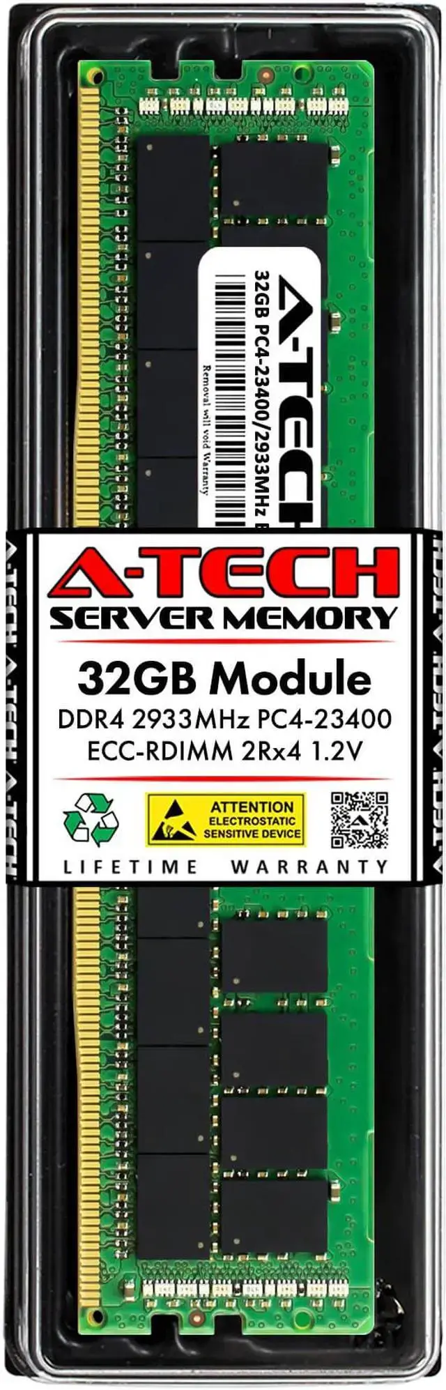 A-Tech 32GB 2Rx4 PC4-23400 DDR4 2933 ECC REG RDIMM Registered DIMM 288-Pin Dual Rank x4 Server RAM Memory Module