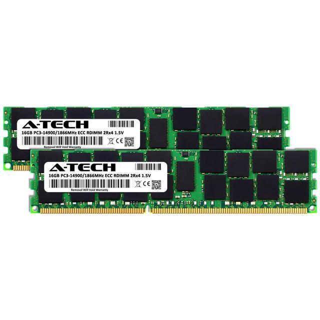 A-Tech 32GB (2x16GB) 2Rx4 PC3-14900R DDR3 1866 MHz ECC RDIMM 1.5V Registered DIMM 240-Pin Dual Rank X4 Server & Workstation RAM Memory Upgrade Kit