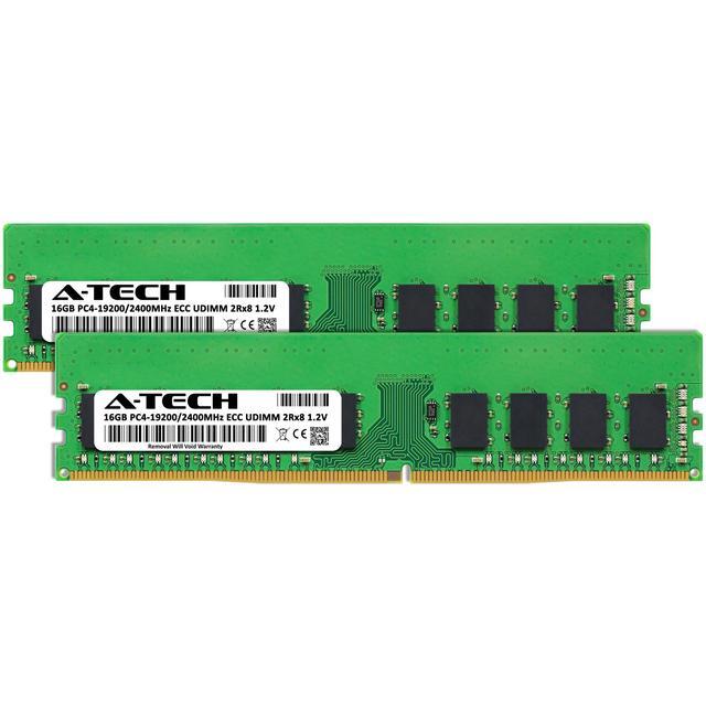 A-Tech 32GB (2x16GB) 2Rx8 PC4-19200 / PC4-19200E DDR4 2400 MHz ECC UDIMM 1.2V ECC Unbuffered DIMM 288-Pin Dual Rank X8 Server & Workstation RAM Memory Upgrade Kit