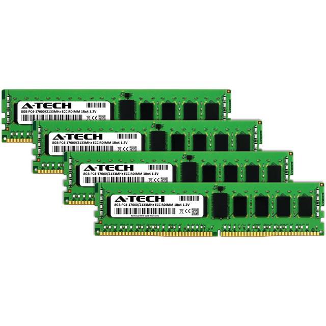 A-Tech 32GB (4x8GB) 1Rx4 PC4-17000R DDR4 2133 MHz ECC RDIMM Registered DIMM 288-Pin Single Rank X4 Server & Workstation RAM Memory Upgrade Kit