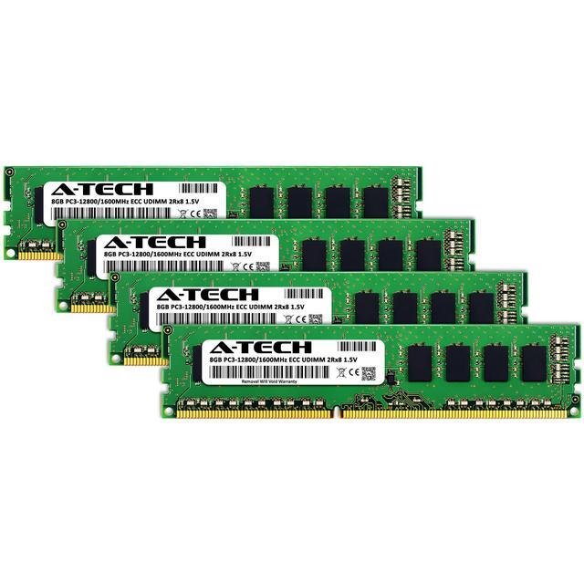 A-Tech 32GB (4x8GB) 2Rx8 PC3-12800E DDR3 1600 MHz ECC UDIMM 1.5V ECC Unbuffered DIMM 240-Pin Dual Rank X8 Server & Workstation RAM Memory Upgrade Kit