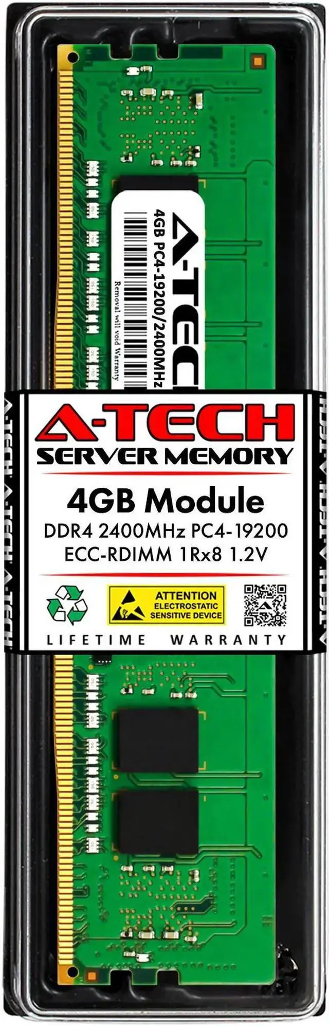 A-Tech 4GB 1Rx8 PC4-19200R DDR4 2400 MHz ECC RDIMM Registered DIMM 288-Pin Single Rank x8 Server & Workstation RAM Memory Upgrade Module
