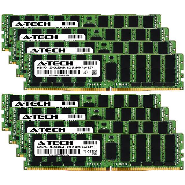 A-Tech 512GB (8x64GB) 4Rx4 PC4-19200L DDR4 2400 MHz ECC LRDIMM Load Reduced DIMM 288-Pin 4DRx4 Quad Rank X4 Server RAM Memory Upgrade Kit