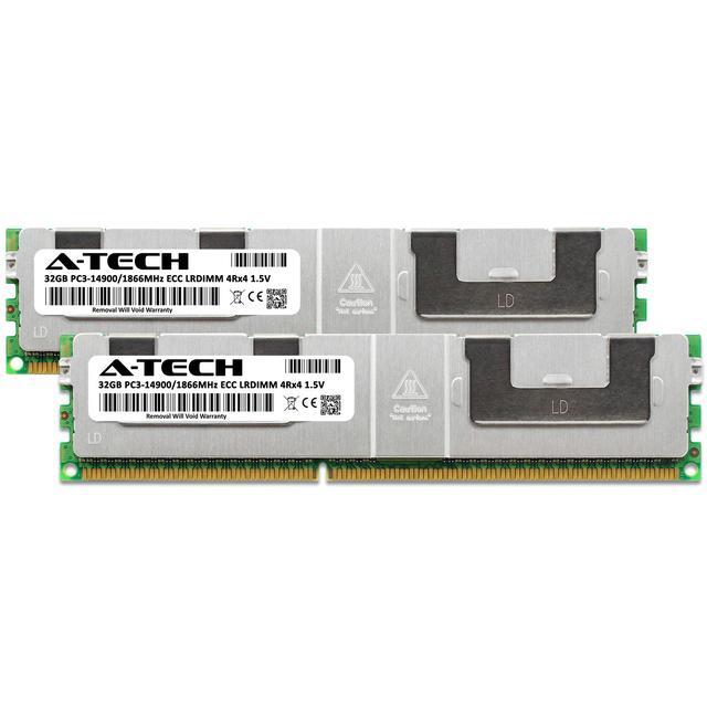 A-Tech 64GB (2x32GB) 4Rx4 PC3-14900L DDR3 1866 MHz ECC LRDIMM 1.5V Load Reduced DIMM 240-Pin Quad Rank X4 Server RAM Memory Upgrade Kit